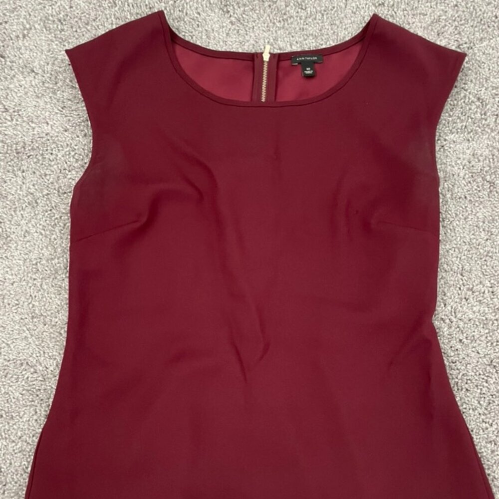 Ann Taylor - Size 10 - Burgundy Peplum Top